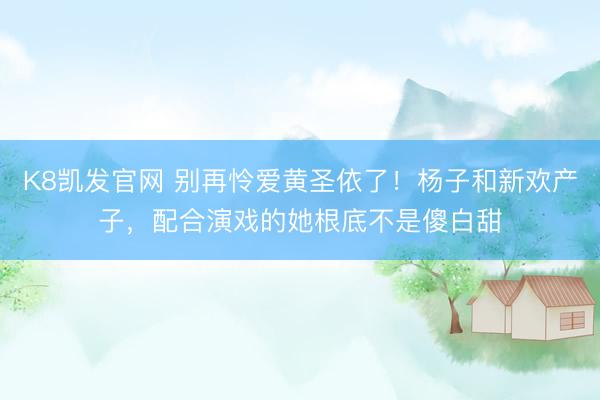 K8凯发官网 别再怜爱黄圣依了！杨子和新欢产子，配合演戏的她根底不是傻白甜