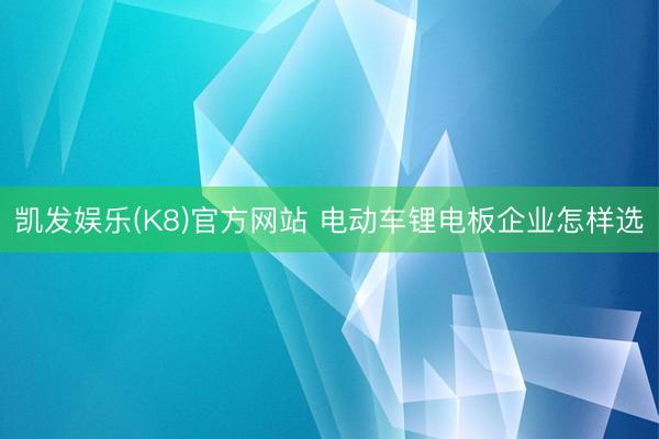 凯发娱乐(K8)官方网站 电动车锂电板企业怎样选