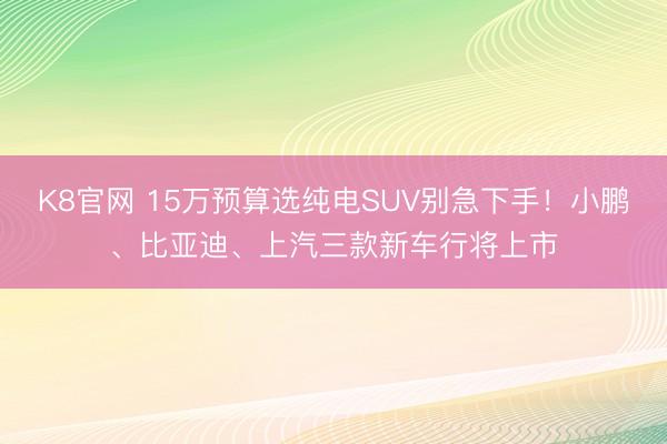K8官网 15万预算选纯电SUV别急下手！小鹏、比亚迪、上汽三款新车行将上市