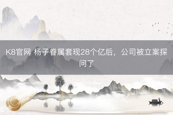 K8官网 杨子眷属套现28个亿后，公司被立案探问了