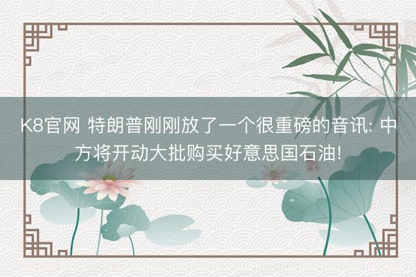 K8官网 特朗普刚刚放了一个很重磅的音讯: 中方将开动大批购买好意思国石油!