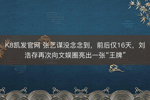 K8凯发官网 张艺谋没念念到，前后仅16天，刘浩存再次向文娱圈亮出一张“王牌”