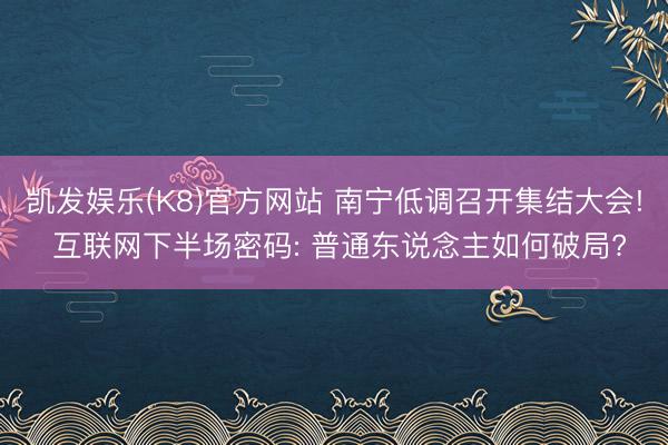 凯发娱乐(K8)官方网站 南宁低调召开集结大会! 互联网下半场密码: 普通东说念主如何破局?