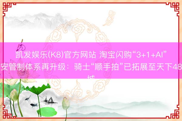 凯发娱乐(K8)官方网站 淘宝闪购“3+1+AI”食安管制体系再升级：骑士“顺手拍”已拓展至天下48城