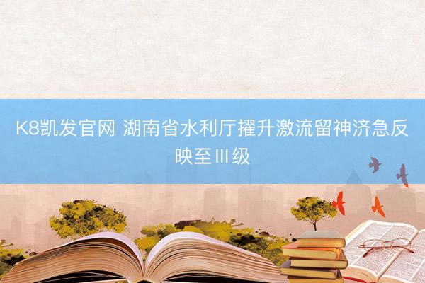 K8凯发官网 湖南省水利厅擢升激流留神济急反映至Ⅲ级