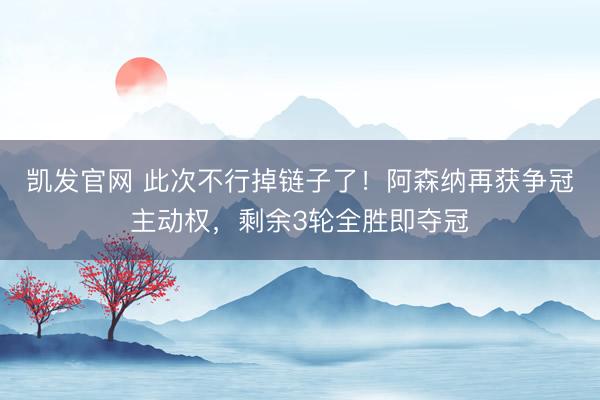 凯发官网 此次不行掉链子了!阿森纳再获争冠主动权,剩余3轮全胜即夺冠