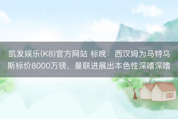 凯发娱乐(K8)官方网站 标晚：西汉姆为马特乌斯标价8000万镑，曼联进展出本色性深嗜深嗜