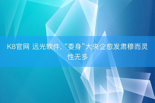 K8官网 远光软件, “委身”大央企愈发肃穆而灵性无多