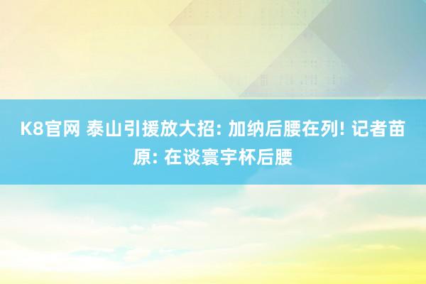 K8官网 泰山引援放大招: 加纳后腰在列! 记者苗原: 在谈寰宇杯后腰